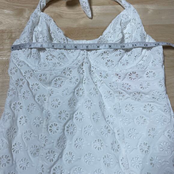 Kate Spade New York NWT Eyelet Halter Underwire One-Piece Swimsuit White Size L - Picture 8 of 11